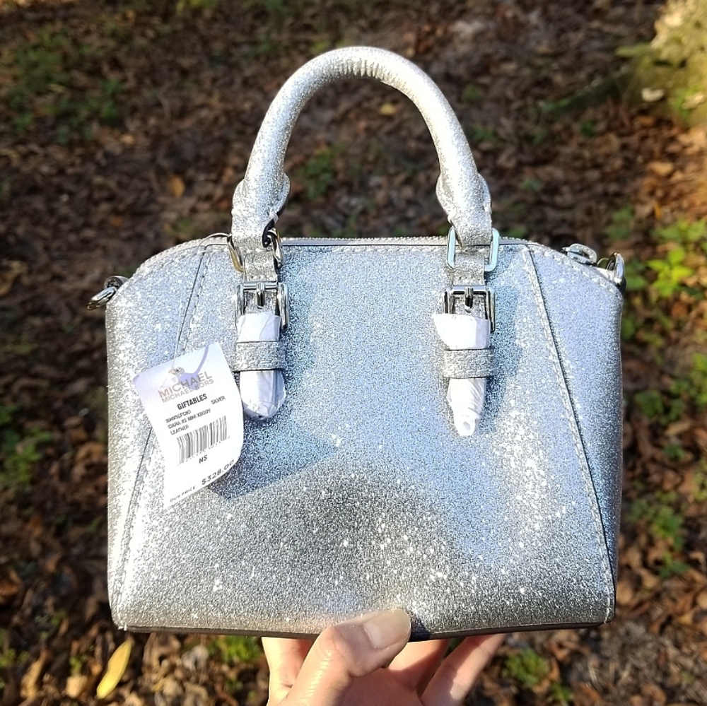 🔥LAST 1🔥NWT MICHAEL KORS GLITTER LEATHER XBODY - Picture 3 of 6
